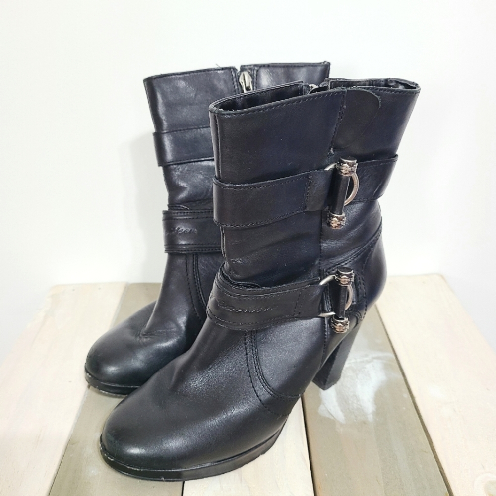Harley Davidson | Heeled Leather Ankle Boots Black Size 6.5